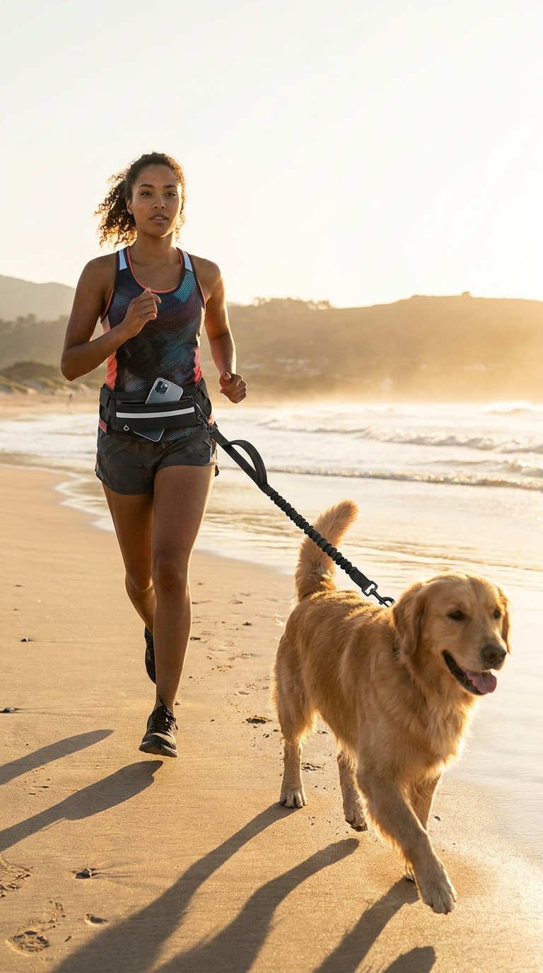 Hands‑Free Dog Running Leash with Waist Pack