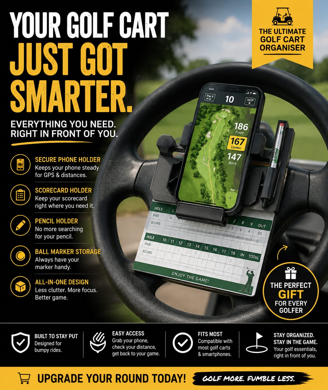 Golf Cart Phone and score card holder